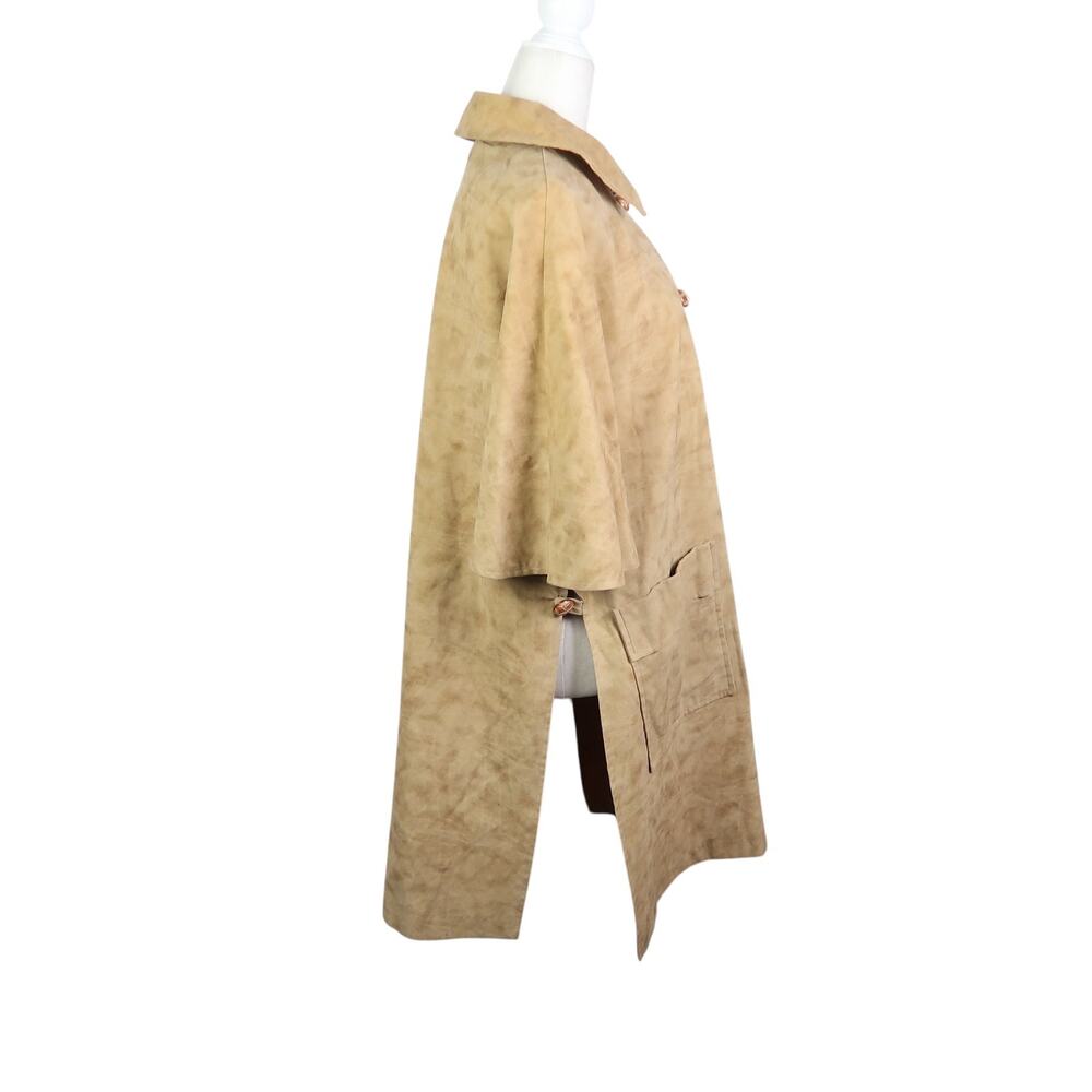 Vintage 70s Ample Jacs Tan Faux Suede Mid Length Poncho Jacket S - Picture 4 of 8